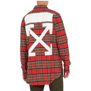 Off White co / Virgil Abloh Red Plaid Tartan Long Sleeve Button Up Shirt Size M